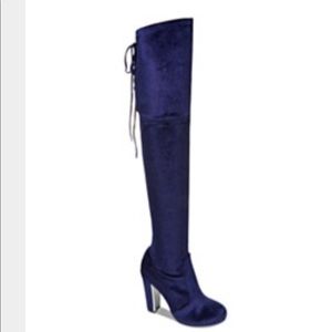 Material Girl: Size 9M Thigh High Blue/Navy Boots